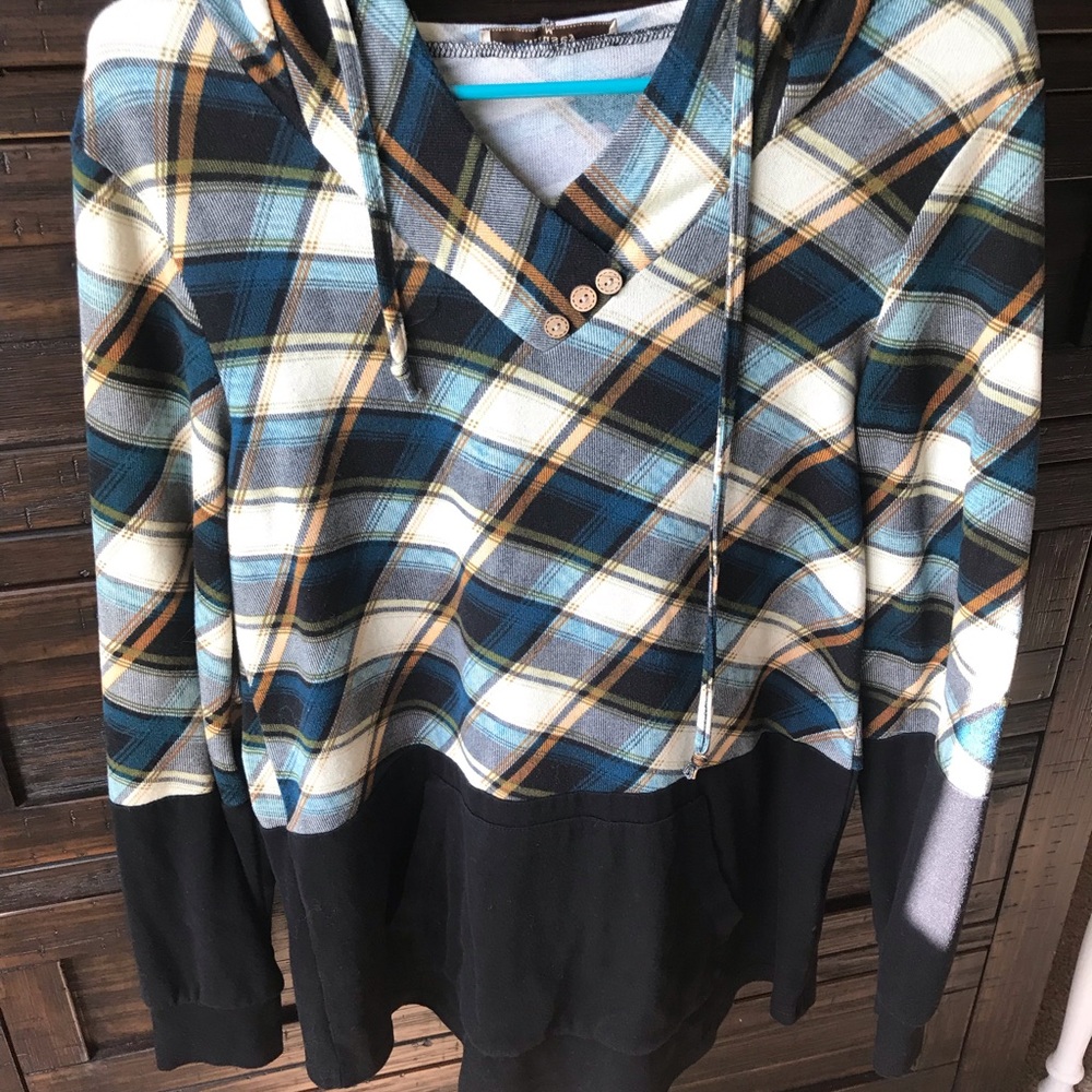 Hooded long sleeve cotton sweater